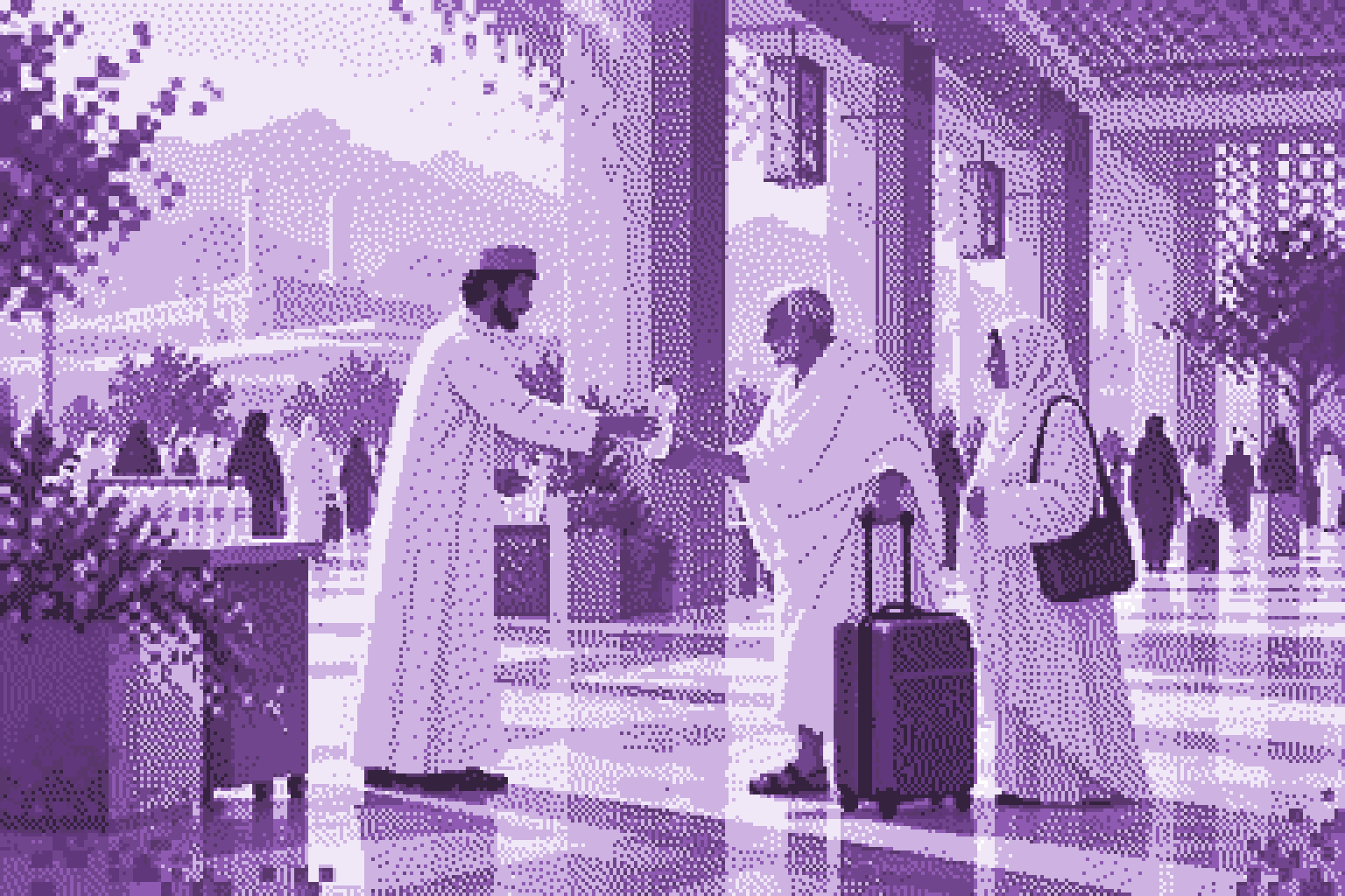 مشهد ترحيب وخدمة لضيوف الرحمن